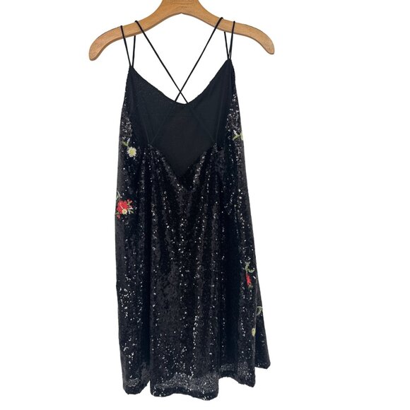 Sabala Black Sequin Embroidered Floral  Dress  size medium new - Picture 4 of 4